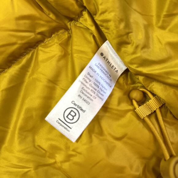 Athleta Small Yellow Hooded Puffer Vest Lofty Down Vest 486244 Jacket - Picture 12 of 16